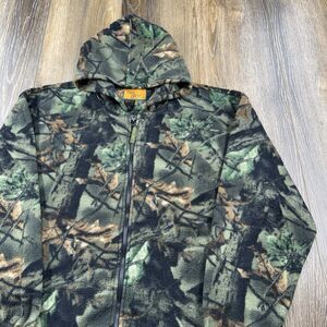 Vintage Camo Fleece Sweatshirt Mens XL Trail Crest Zip Up Hooded Deer Hunting